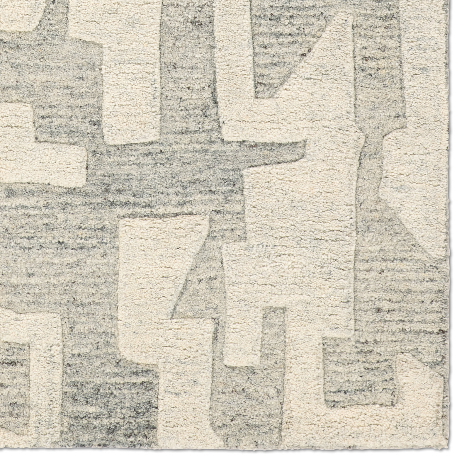 Gray Cream Hand-Tufted Abstract Rug, Rectangle 8'6" x 11'6"