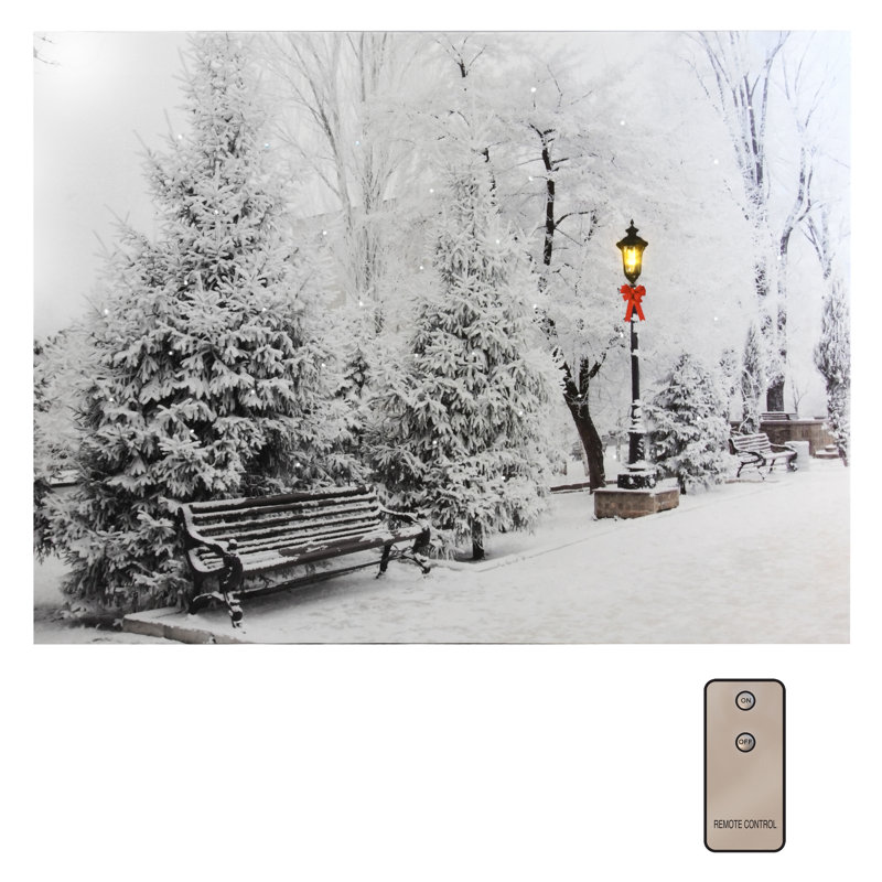 15.75 in. x 12 in. x 0.75 in. Winter Wonderland Battery Operated Lighted Wall Art
