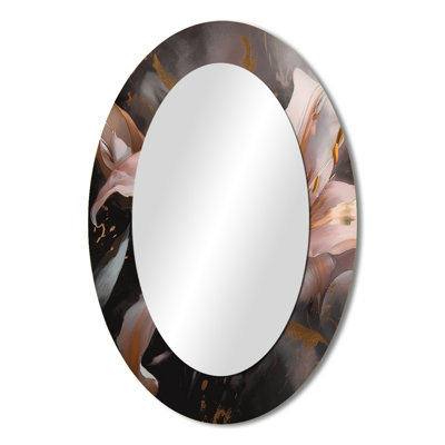 Pink Lily Dreams - Floral Oval Decorative Mirror On Metal