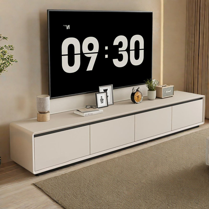 Meuble télé simple et moderne, Beige, 70.9"