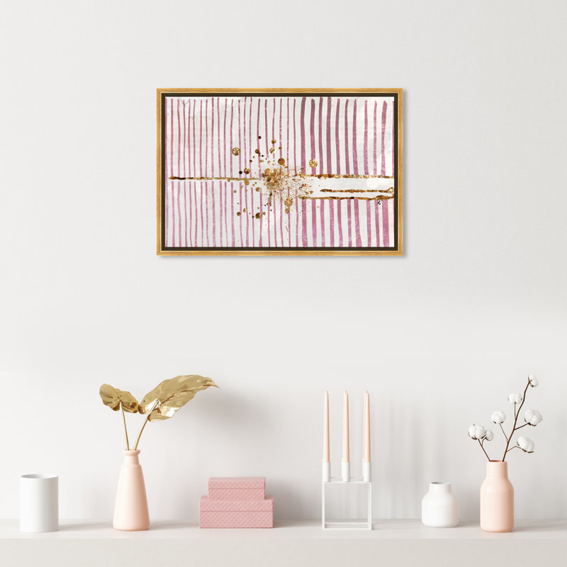 Love Force Field - rose - impression, Encadrement doré, H 16 po x l 24 po