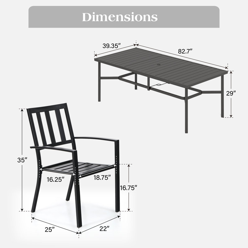 Ensemble de salle à manger rectangulaire pour 8 personnes 82,6 po Pfarr