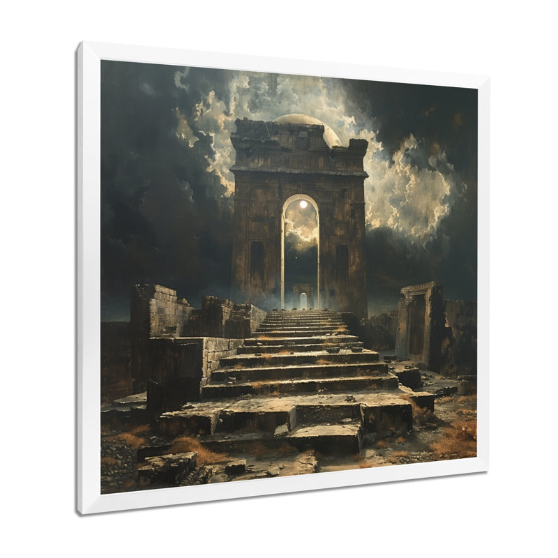 Gris et blanc, monument historique du patrimoine romain - art mural Monuments, Sans cadre, métal, H 16 po x l 16 po