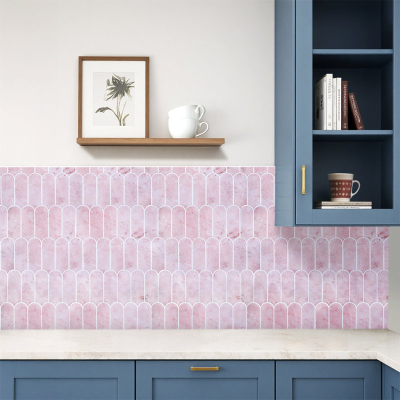 10Pcs Self-Adhesive Wall Tile Stickers, Light Pink