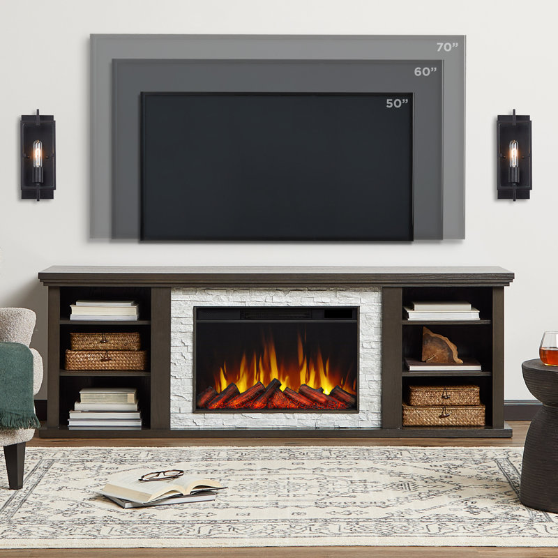 Kenai 72" Slim TV Stand with Electric Fireplace by Real Flame
