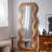 62.99"French-shaped irregular wave brown full-length mirror-243925118