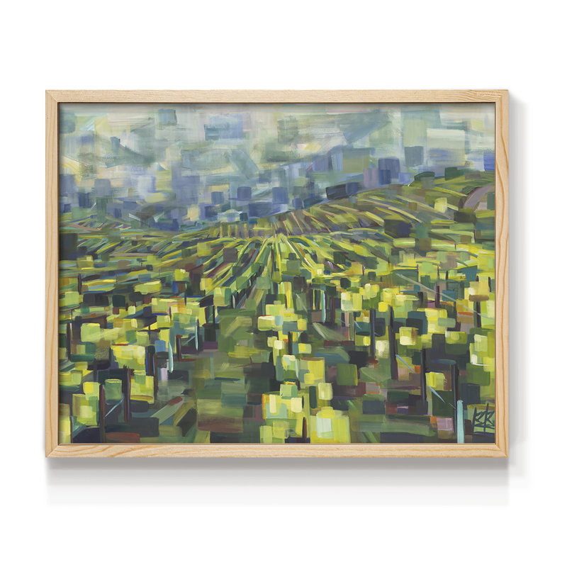 Vignes jaunes pour toujours - impression encadrée - réarmable, Naturel, H 11 po x l 14 po