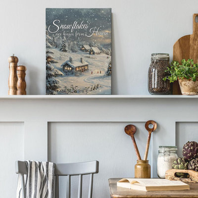 Vintage Winter Christmas Wall Art Decor, Farmhouse Christmas Canvas Art Prints Framed, Rustic Winter Cozy Xmas Holiday Pictures Wall Decorations For Home Bedroom Living Room, 11X14 Inches
