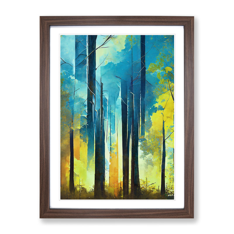 Forest In Abstract No.5 - Single Picture Frame Print, 64cm H x 46cm W, Walnut