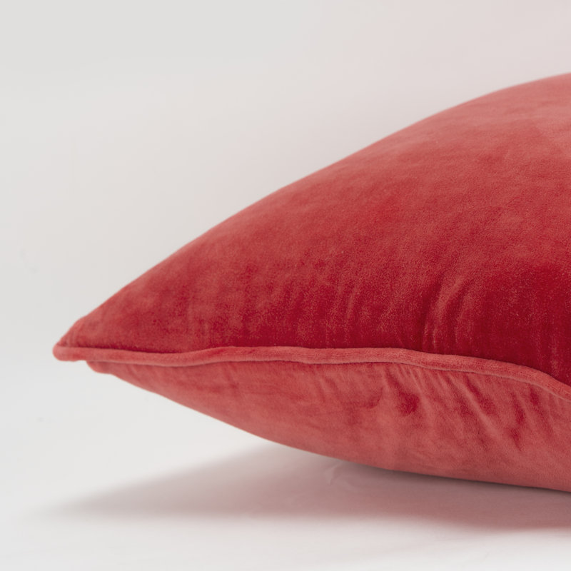 Medium Ruby Cotton Velvet Square Throw Pillow