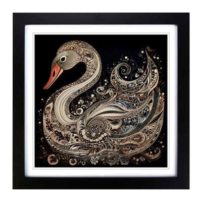Swan Paisley Art - Framed Print