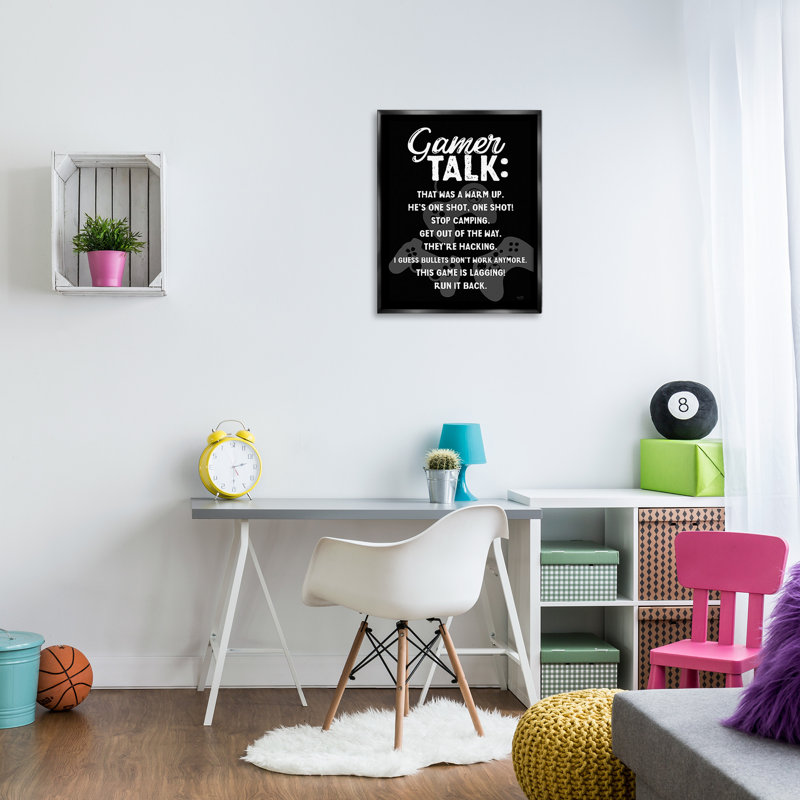 "Gamer parler phrases" par Lux + Me Designs sur toile, H 31 po x l 25 po, Cadre flottant noir de jais