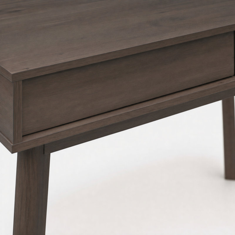 Venne 2 Push-Open Drawer Effect Wood Office Desk Vanity Table - Mid-Century Design, Walnut