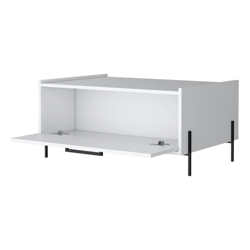 Table basse avec porte rabattable, Blanc