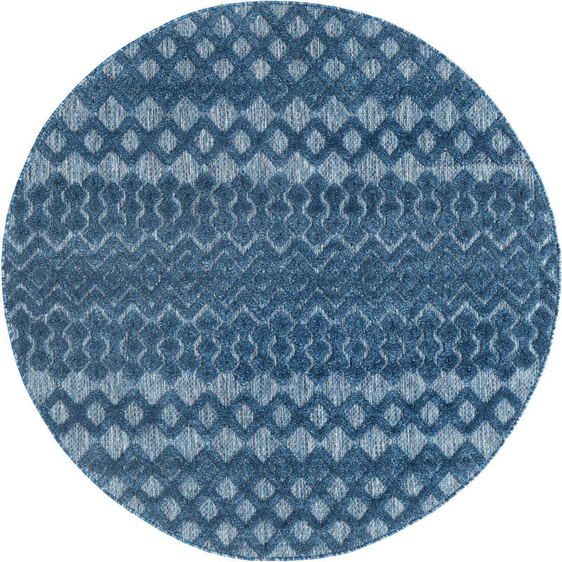Gries Geometric Indoor / Outdoor Rug, Round 5'3"