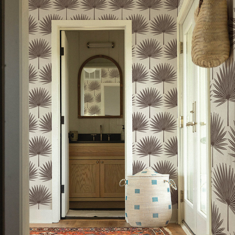 Papier peint estampé Palm, Brun