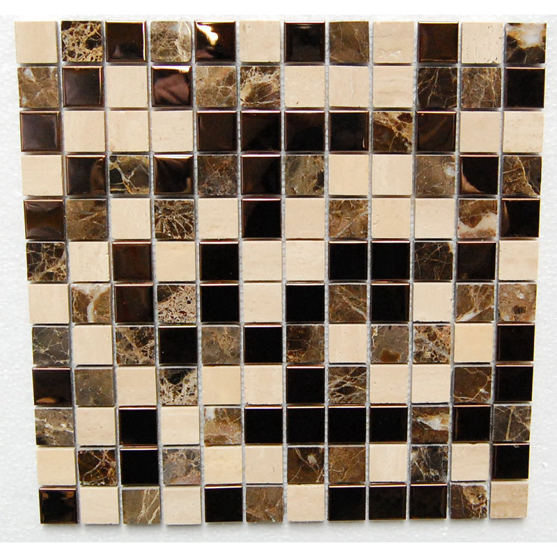 1" x 1" Marble/Metal Grid Mosaic Wall Tile