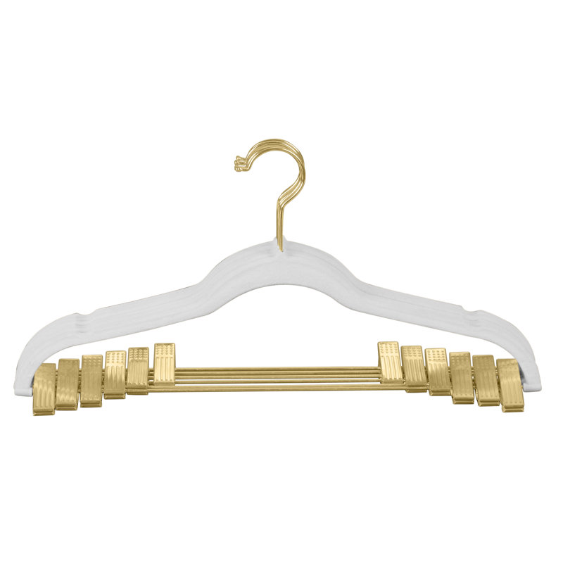 Simplify 6 Pack Velvet Hangers with Clips in Black, White