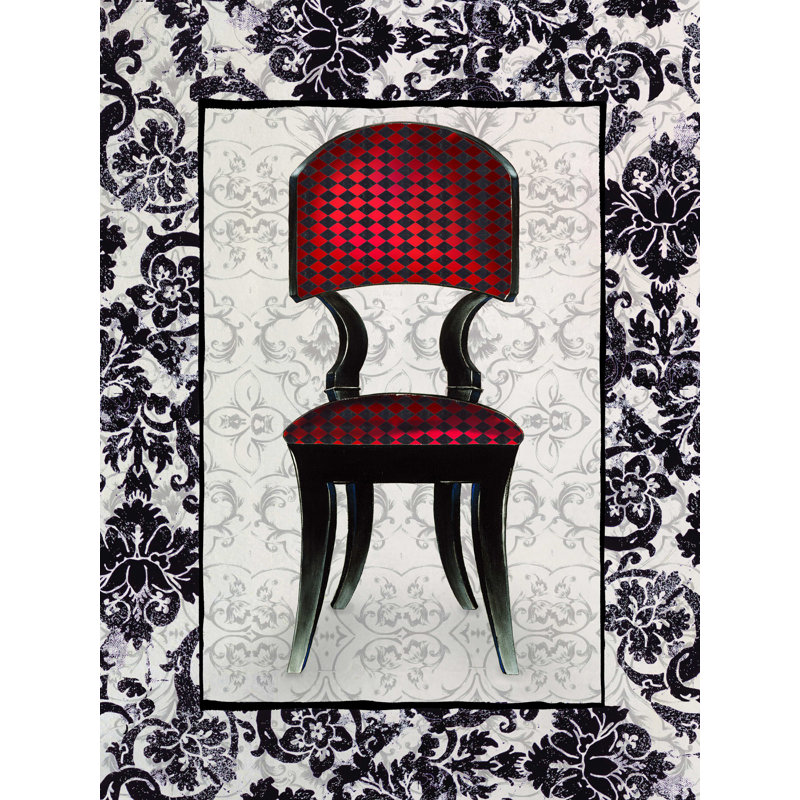 " Red Pattern Chair 2 ", 32" H x 24" W