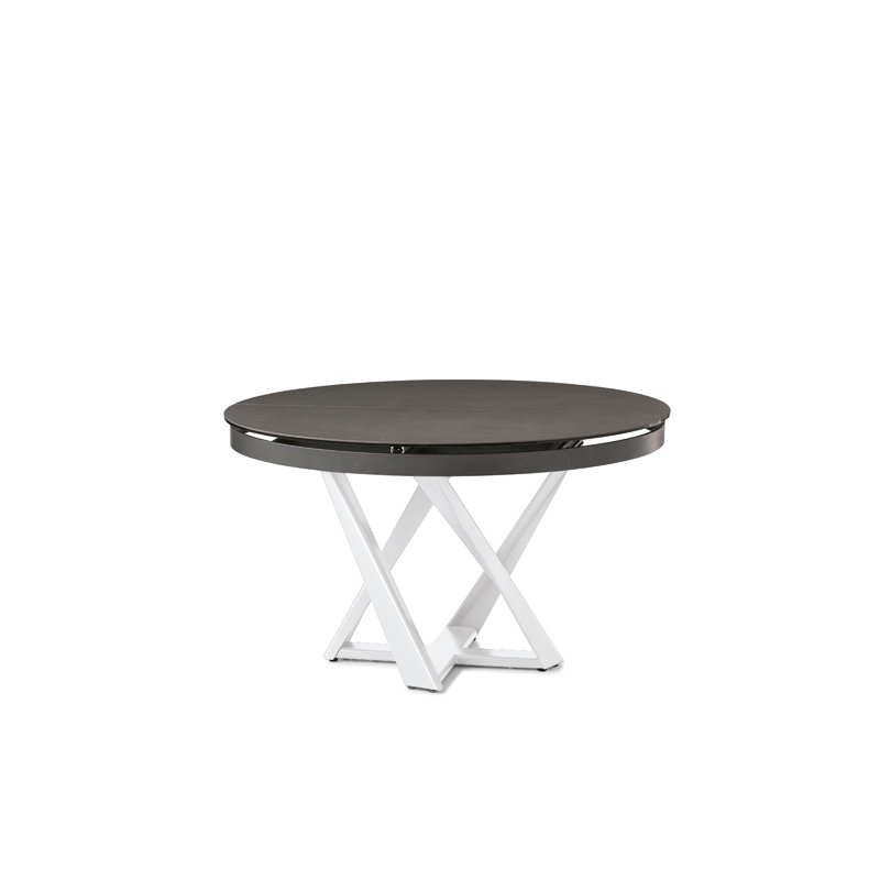 Keithley Round Metal Base Dining Table, White, Graphite