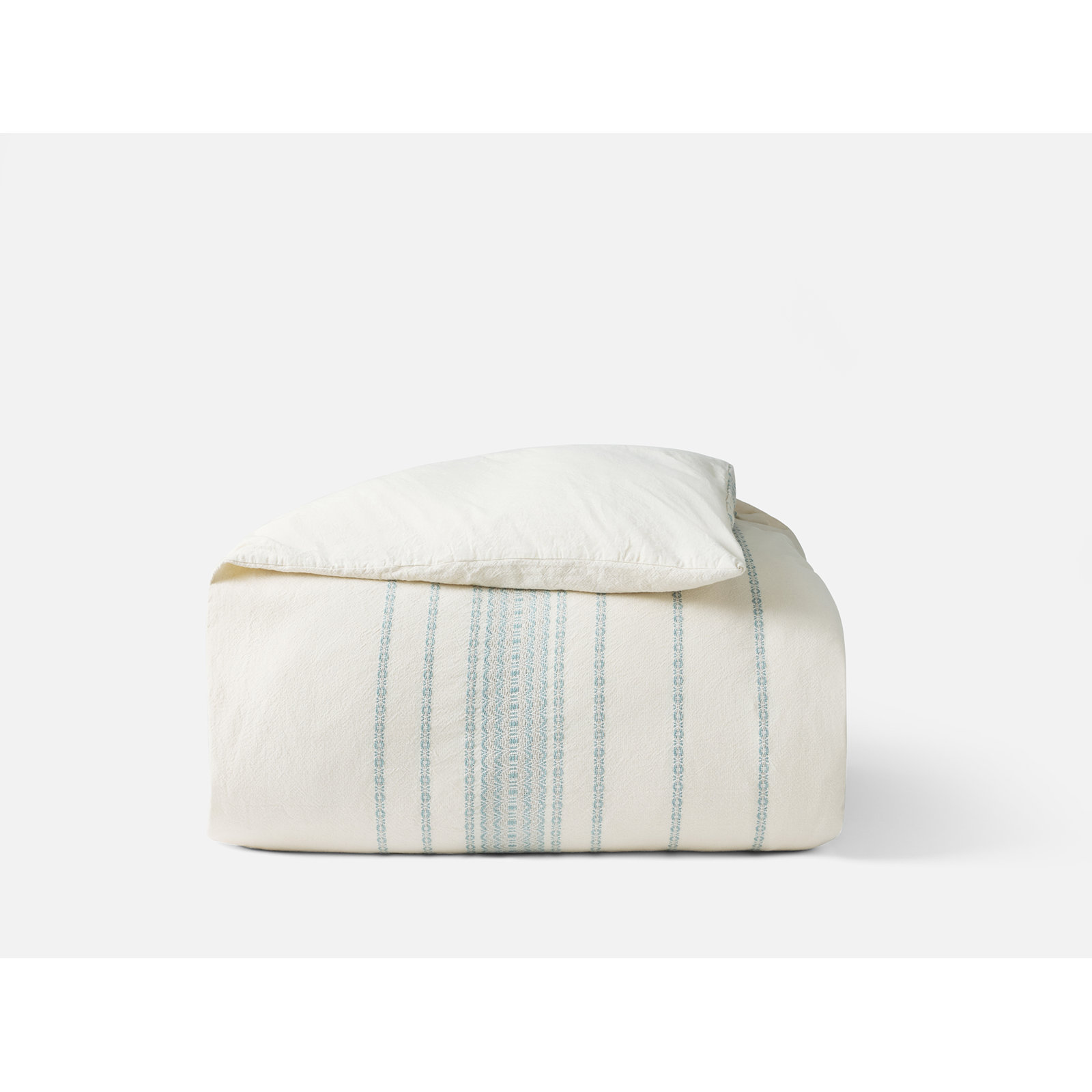 Rippled Stripe Organic Cotton Duvet Cover, King/Cal King Duvet Cover, Undyed/Surf