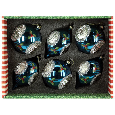 Ornement Holly Silver Sparkle, boîte de 6 - 6 à 7 pouces