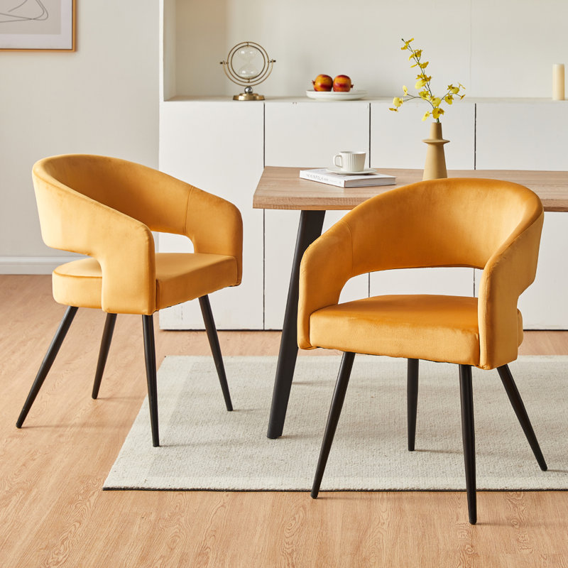 Rohit 43cm H Upholstered Metal Armchair, Yellow