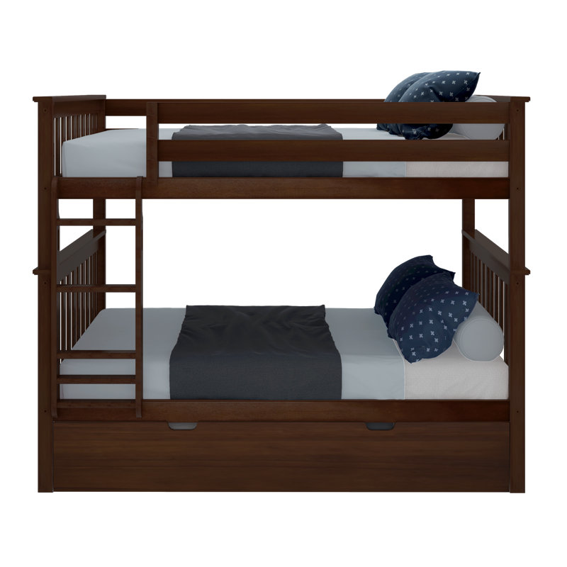 Bolles Kids Bunk Bed with Trundle, Full over Full, Espresso