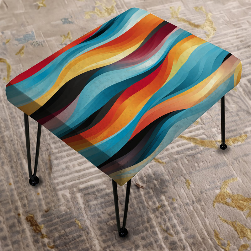 Poupart rayé Rainbow Rhythm II - Repose-pieds rectangulaire rayé