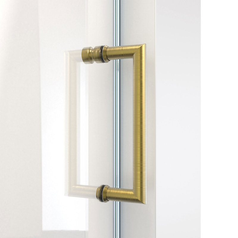 DreamLine Mirage-X 55 - 59 inch W x 58 inch H Frameless Sliding Tub Door, Brushed Gold/ Clear