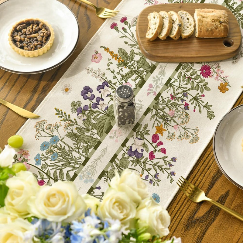 Table Runner - Multicolor - Vintage Wildflowers And Daisy 13X72 Inch Runner For Spring/Summer Home, Kitchen, And Party Table Décor