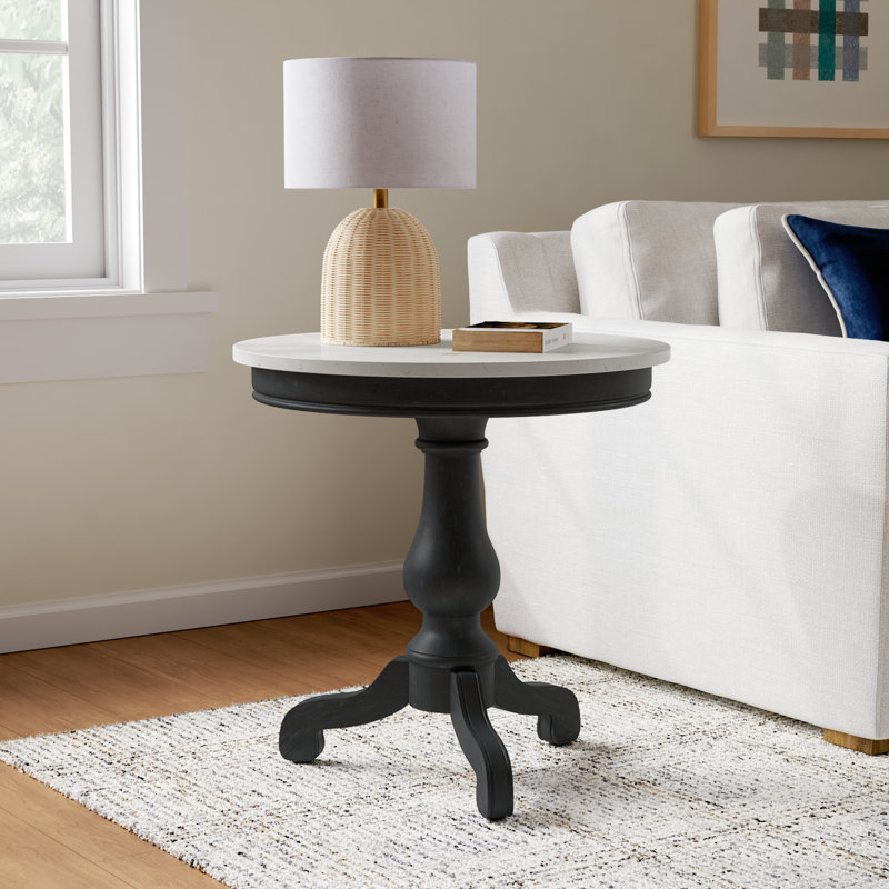 Aberdale End Table with Marble Top, Weathered Black