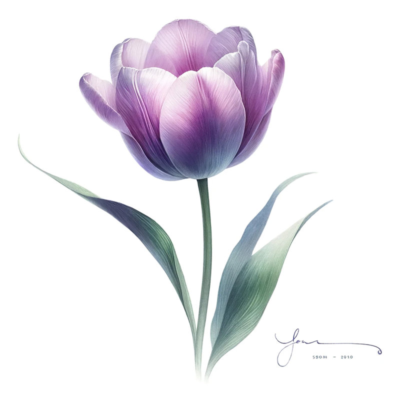 Art sur toile délicat tulipe mauve, H 30 po x l 30 po x P 1,5 po