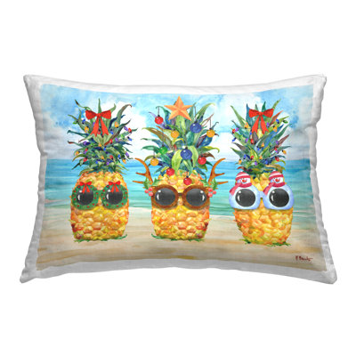 Coussin décoratif imprimé de Noël, ananas frais, par Paul Brent