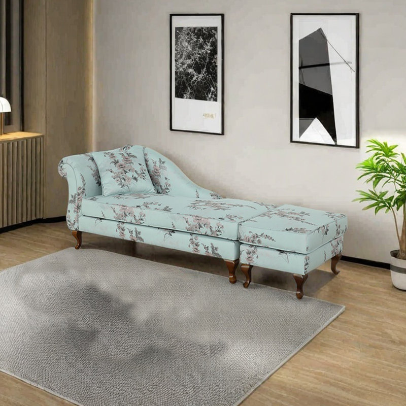 Chaise longue en jacquard de coton et lin Sponge, Orienté à gauche (vu de face)