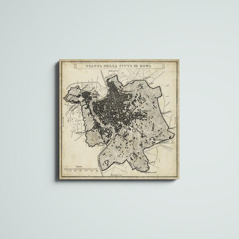 «City Plan of Rome», peinture sur toile, H 30 po x l 30 po