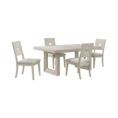 Ensemble de salle à manger Rhiannon 5 pièces, hauteur standard, blanc antique - Table et quatre chaises