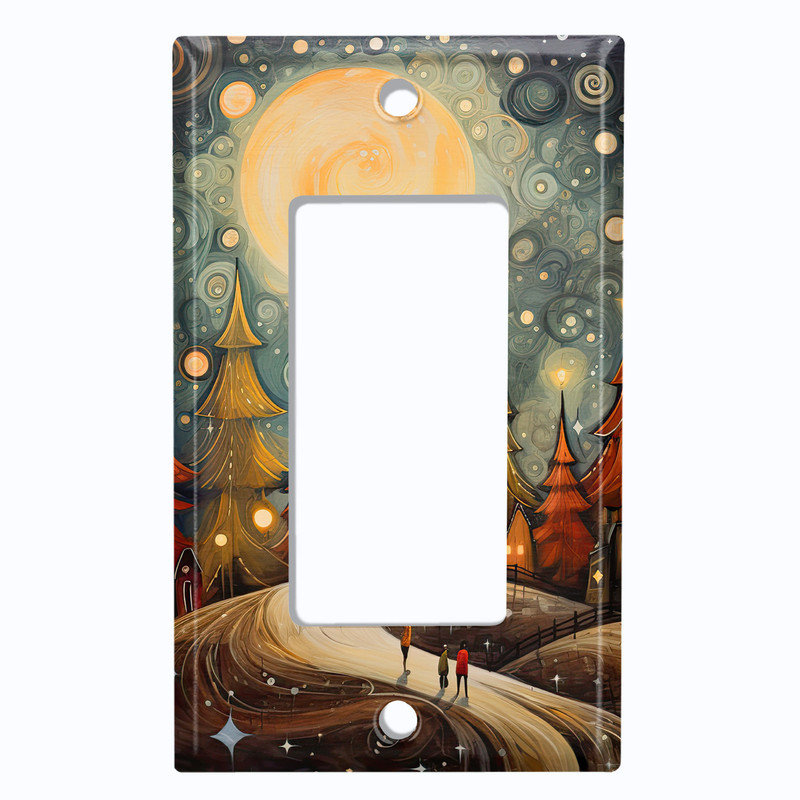Couvercle de plaque d'interrupteur en métal; Chaise berçante GFI 1 taille US Standard - Whimsical Forest Village