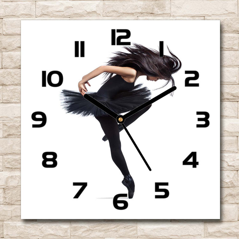 Glass Wall Clock, Black/Brown
