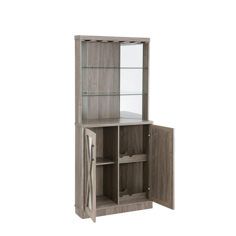 Bar d'angle avec panneaux en miroir, Gris pierre