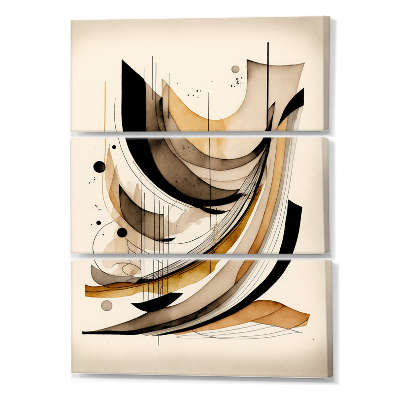 Mouvement brun et noir, ensemble d'art mural sur toile Modern Waves, H 36 po x l 28 po x P 1 po