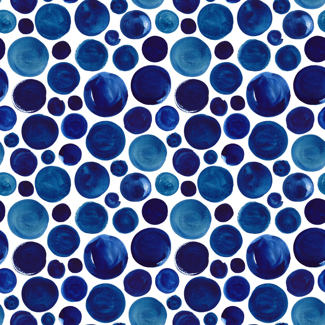 Polka Dot Nahtloses Aquarellmuster von Asyamix - Leinwandbild