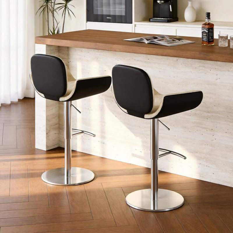 Chaise d'appoint à dossier beige et noir uni (ensemble de 2)