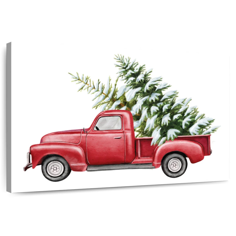 Camion de Noël rouge, H 24 po x l 36 po