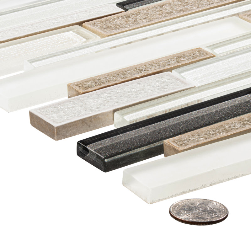 Reign Natural Stone and Glass Beveled Tile Mosaic Sheet, Scots