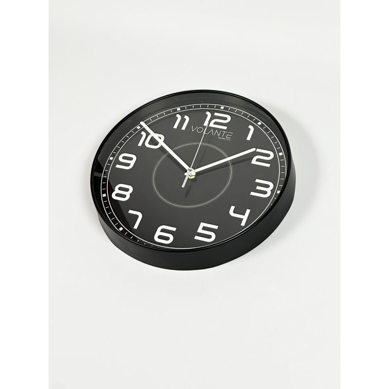 Stylish Decorative Wall Clock, Black & White, 11.8 in Diameter | 100% Plastic with Real Glass Cover, 1.8 in Thick | Perfect for Home, Office, or Kitchen Decor, Modern Design Enhances Any Space