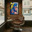 Animaux, singe bleu, signe de paix, impression sur toile Graffiti-405646795