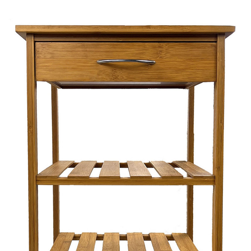 Harry Brown Bamboo Kitchen Bar Cart with Drawer and Shelves