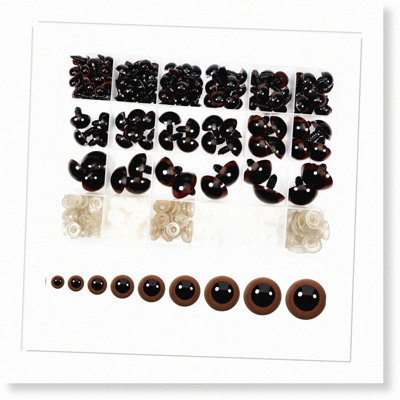 150 Assorted Brown Plastic Safety Eyes with Washers (8-24mm)