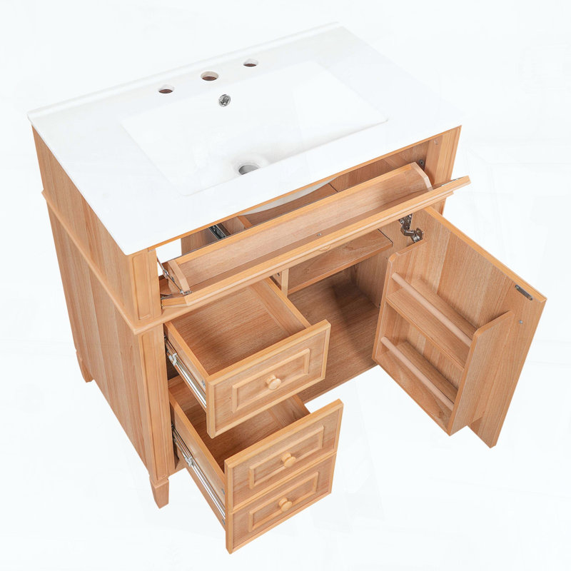 Meuble-lavabo de salle de bain de 30 pouces avec lavabo, Wood, 30"W